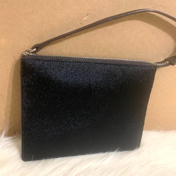 ANN TAYLOR LOFT Black Calf Hair & Brown Leather Demi Bag Clutch Purse - Picture 2 of 15